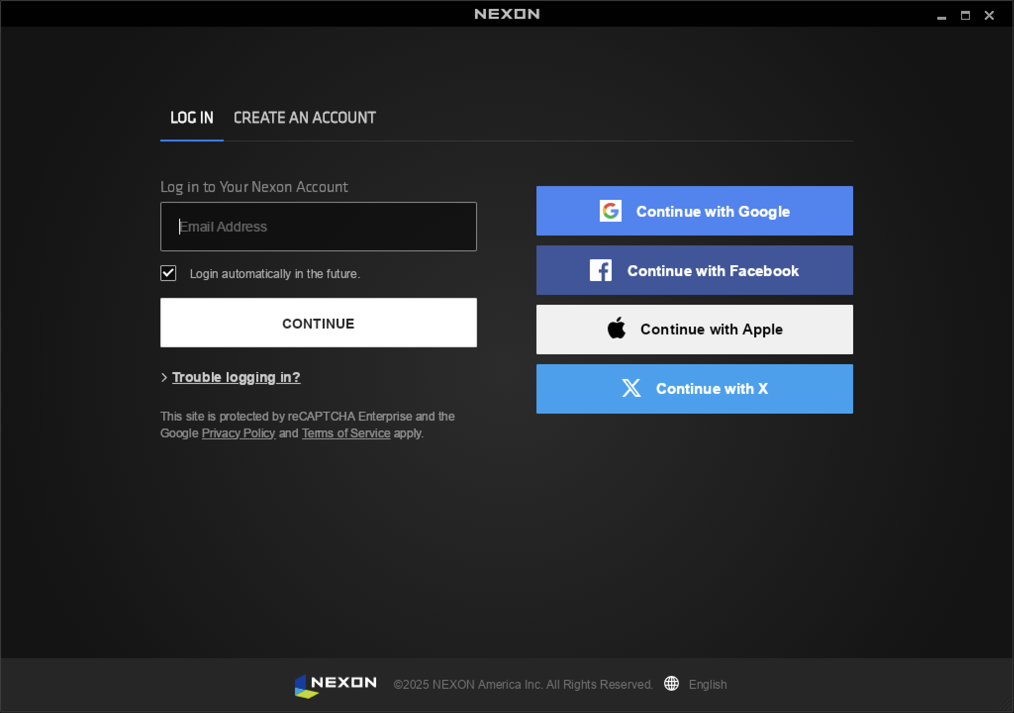 Nexon Launcher Login.png